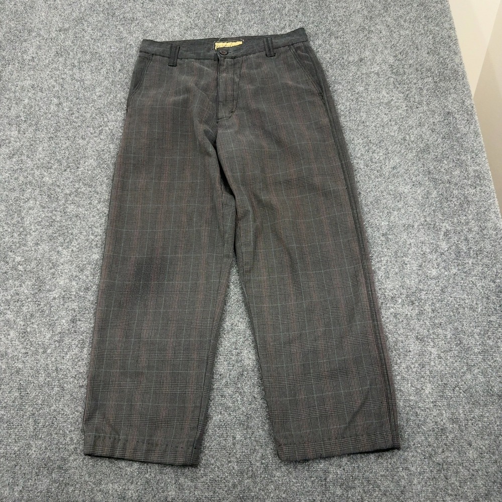 Billabong Pants Mens 32 Grey Polyester Cotton Plaid Check Skate Surf Y2K Style